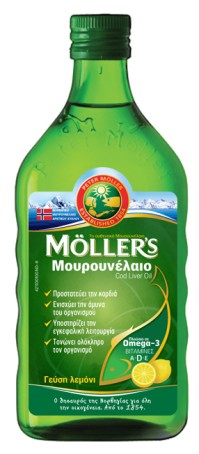 Mollers Cod Liver Oil Μουρουνέλαιο Κατάλληλο για Παιδιά 250ml Λεμόνι