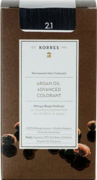 Korres Argan Oil Advanced Colorant Βαφή Μαλλιών 2.1 Μαύρο Μπλε 50ml