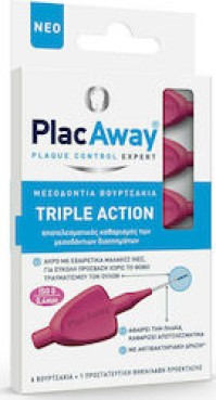 PlacAway Triple Action Μεσοδόντια Βουρτσάκια 0.4mm Ροζ 6τμχ