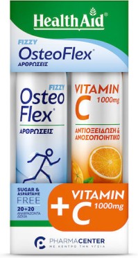 Health Aid Osteoflex Fizzy 20 αναβράζοντα δισκία & Vitamin C 1000mg Γεύση Πορτοκάλι 20 αναβράζοντα δισκία