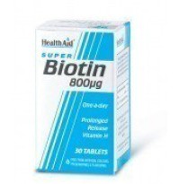 Health Aid Biotin Βιταμίνη για τα Μαλλιά, τo Δέρμα & τα Νύχια 800mcg 30 ταμπλέτες