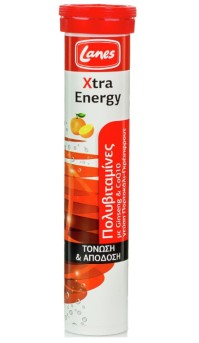 Lanes Xtra Energy Πολυβιταμίνες με Ginseng & CoQ 10 Γεύση Πορτοκάλι 20 Αναβράζουσες Ταμπλέτες