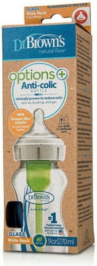Dr. Brown’s Options+ Γυάλινο Μπιμπερό Με Φαρδύ Λαιμό 270ml