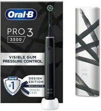 Oral-B Pro 3 3500 Design Edition Ηλεκτρική Οδοντόβουρτσα με Χρονομετρητή, Αισθητήρα Πίεσης και Θήκη Ταξιδίου Black