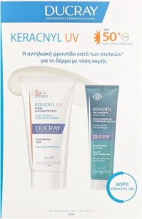 Ducray PROMO Keracnyl SPF50+ Αντηλιακή Κρέμα για Δέρμα με Τάση Ακμής 50ml & Foaming Gel Αφρός Καθαρισμού Προσώπου & Σώματος 100ml