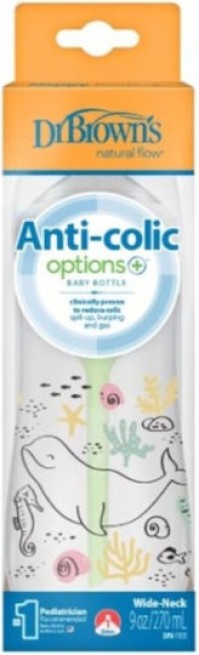 Dr. Browns Πλαστικό με Θηλή Σιλικόνης για 0+ μηνών Φάλαινα 270ml