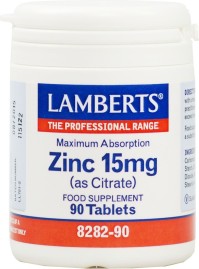 Lamberts Zinc Citrate 15mg Συμπλήρωμα Ψευδάργυρου, 90 tabs