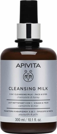 Apivita Mini 3 In 1 Cleansing Milk Face Eyes With Chamomile - Honey Γαλάκτωμα Καθαρισμού 300ml