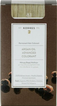 Korres Argan Oil Advanced Colorant Βαφή Μαλλιών 8.1 Ξανθό Ανοιχτό Σαντρέ 50ml