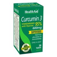 Health Aid Curcumin 3 with Piperine 600mg Συμπλήρωμα Διατροφής με Κουρκουμίνη & Πιπερίνη με Ισχυρή Αντιοξειδωτική Δράση 30 Ταμπλέτες