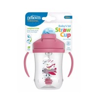 Dr. Browns Babys First Straw Cup Κύπελλο με Εύπλαστο Καλαμάκι - Κορίτσι, 270ml