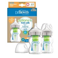 Dr Brown’s Options Promo Γυάλινων Μπιμπερών 2 Τμχ Φαρδύ Λαιμό 150ml