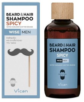 Vican Wise Man Beard & Hair Shampoo Spicy Σαμπουάν Για Περιποίηση Γενειάδας 200ml