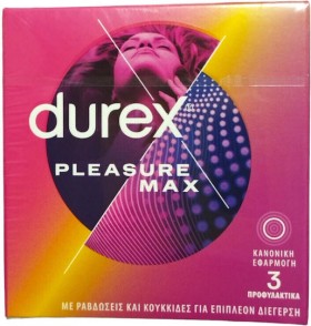 Durex Pleasuremax Προφυλακτικά Με Ραβδώσεις Και Κουκίδες Για Περισσότερη Διέγερση 3 Τεμάχια