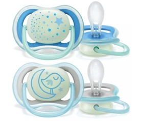 Avent Philips Ultra Air Night Πιπίλα Σιλικόνης Για Αγόρι 6-18m+ [SCF376/21] 2 Τεμάχια