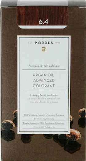 Korres Argan Oil Advanced Colorant Βαφή Μαλλιών 6.4 Ξανθό Σκούρο Χάλκινο 50ml