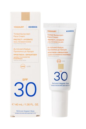 Korres Yoghurt Tinted Sunscreen Face Cream SPF30 Αντηλιακή Κρέμα Προσώπου με Χρώμα 40ml