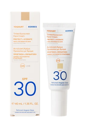 Korres Yoghurt Tinted Sunscreen Face Cream SPF30 Αντηλιακή Κρέμα Προσώπου με Χρώμα 40ml