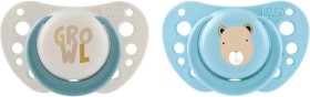 Chicco Πιπίλες Σιλικόνης Forma Air Growl Μπεζ/Σιέλ για 0-6 μηνών 2τμχ