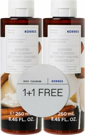 Korres Promo Body Cleanser 1+1 Βανίλια - Κανέλα 2x250