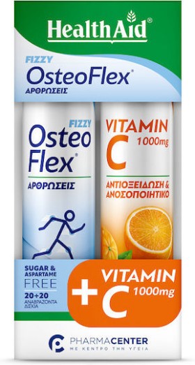 Health Aid Osteoflex Fizzy 20 αναβράζοντα δισκία & Vitamin C 1000mg Γεύση Πορτοκάλι 20 αναβράζοντα δισκία