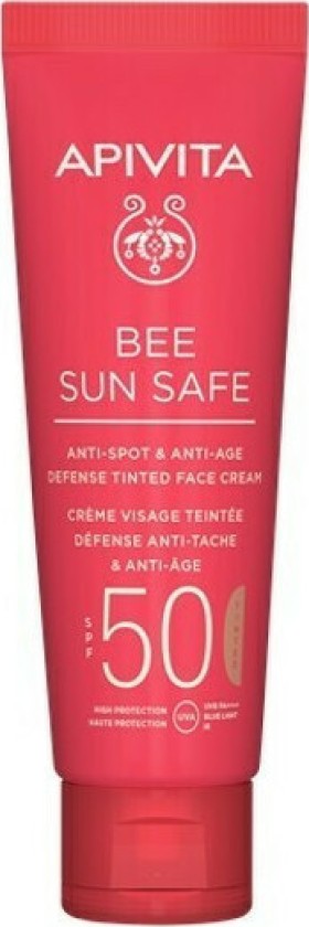 Apivita Bee Sun Safe Anti Spot Anti Age Tinted Face Cream SPF50 Αντηλιακή Κρέμα Προσώπου Κατά Των Πανάδων και Ρυτίδων Με Χρώμα Βελούδινης Υφής 50ml