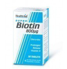 Health Aid Biotin Βιταμίνη για τα Μαλλιά, τo Δέρμα & τα Νύχια 800mcg 30 ταμπλέτες