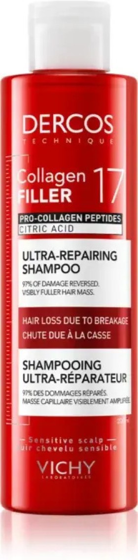 Vichy Dercos Collagen 17 Filler Shampoo- Σαμπουάν για Τριχόπτωση που Οφείλεται στο Σπάσιμο της Τρίχας 200 mL