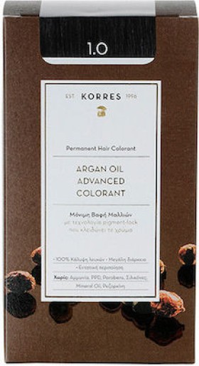 Korres Argan Oil Advanced Colorant Βαφή Μαλλιών 1.0 Μαύρο 50ml