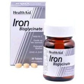 HealthAid IRΟΝ bisglycinate with Vit C, ΣΙΔΗΡΟΣ δισγλυκινικός 30mg με βιταμίνη C 30 tabs