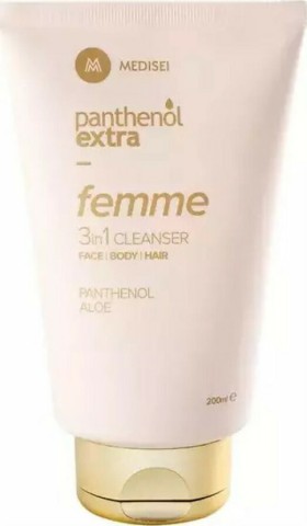 Medisei Panthenol Extra Femme 3in 1 Cleanser Απαλό Καθαριστικό για Πρόσωπο - Σώμα - Μαλλιά 200ml