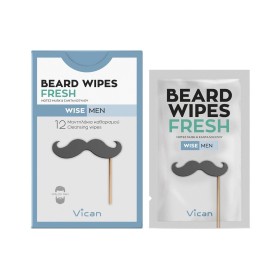 Vican Wise Man Beard Wipes Fresh Μαντηλάκια Καθαρισμού Γενειάδας, 12τμχ
