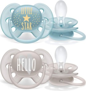 Philips Ορθοδοντικές Πιπίλες με Θήκη Ultra Soft Hello Little Star Σιλικόνης Μπλε - Γκρι 6-18 μηνών 2τμχ