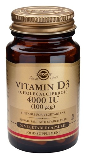 Solgar Vitamin D3 4000IU  100μg Συμπλήρωμα Διατροφής Βιταμίνης D3 60 Φυτικές Κάψουλες