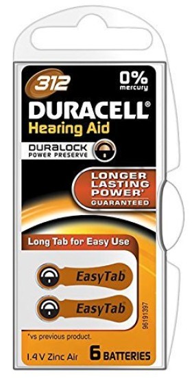 Duracell Battery Hearing Aid [DA312] Μπαταρίες, 6 Τεμάχια