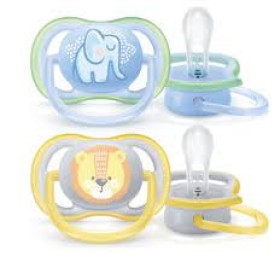 Philips Avent Ultra Air Ορθοδοντική Πιπίλα Σιλικόνης 0-6m Κίτρινη/Γαλάζια 2τμχ