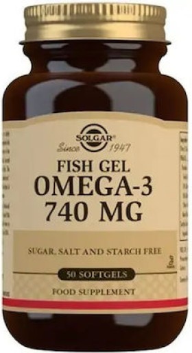 Solgar Omega 3 Fish Gel Ιχθυέλαιο 740mg 50 μαλακές κάψουλες