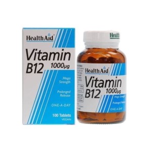 Health Aid Vitamin B12 1000mg Συμπλήρωμα Διατροφής Βραδείας Αποδέσμευσης με Βιταμίνη Β12 για Τόνωση και Αντοχή 100 Ταμπλέτες