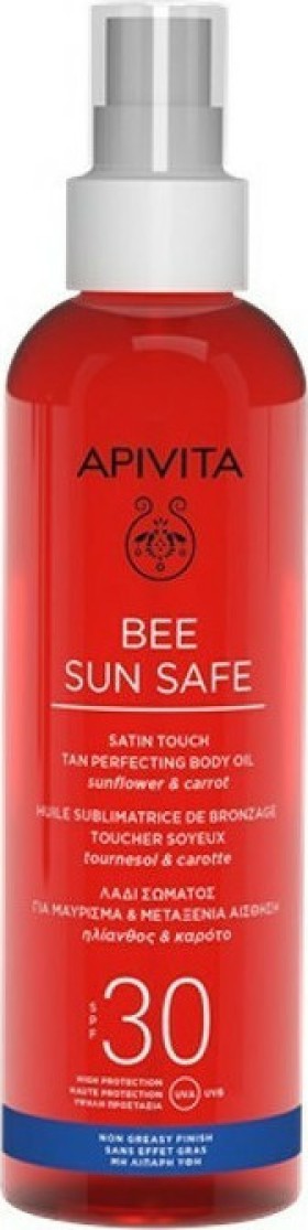 Apivita Bee Sun Safe SPF30 Tan Perfecting Body Oil Λάδι Σώματος Για Μαύρισμα Με Ηλίανθο και Καρότο 200ml