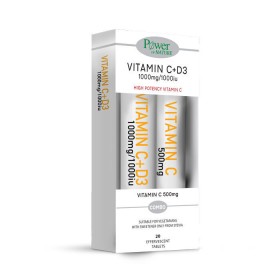 Power Of Nature Βιταμίνη C Vitamin C 1000mg & D3 1000iu 20 αναβράζοντα δισκία & Vitamin C 500mg 20 αναβράζοντα δισκία για το Ανοσοποιητικό