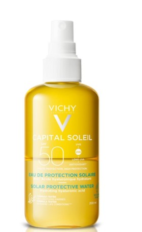 Vichy Capital Soleil Solar Protective Water Spray With Hyaluronic Acid SPF50 Ενυδατικό Νερό Προστασίας Από Τον Ήλιο Με Υαλουρονικό Οξύ - Πρόσωπο - Σώμα  200ml