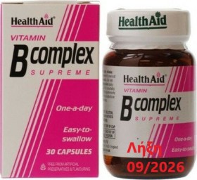 Health Aid B Complex Supreme Συμπλήρωμα Διατροφής με Σύμπλεγμα Βιταμινών Β για Διατήρηση της Υγείας του Νευρικού Συστήματος 30 Κάψουλες