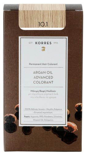 Korres Argan Oil Advanced Colorant 10.1 Ξανθό Πλατίνας Σαντρέ Μόνιμη Βαφή Μαλλιών με Τεχνολογία Pigment Lock που κλειδώνει το Χρώμα, 50ml