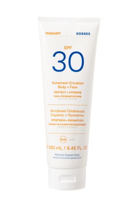 Korres Yoghurt Sunscreen Body & Face SPF30 Αντηλιακό Γαλάκτωμα Σώματος - Προσώπου 250ml