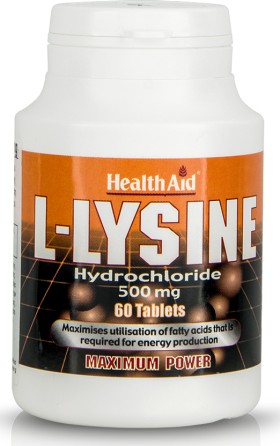 Health Aid L-Lysine Συμπλήρωμα Διατροφής με Λυσίνη για Ενέργεια & Παραγωγή Κολλαγόνου για Υγιείς Ιστούς & Δέρμα 60 Ταμπλέτες