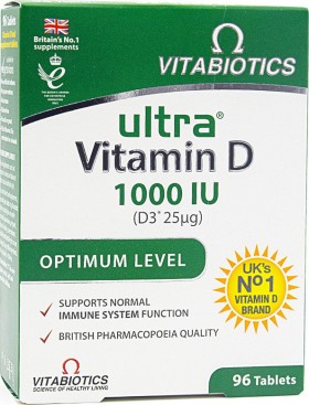 Vitabiotics Ultra D-3 Βιταμίνη για Ανοσοποιητικό 1000iu 96 ταμπλέτες