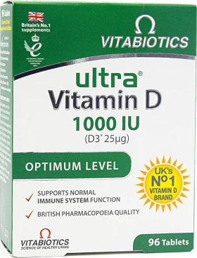 Vitabiotics Ultra D-3 Βιταμίνη για Ανοσοποιητικό 1000iu 96 ταμπλέτες