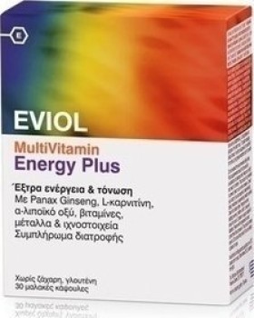 Eviol MultiVitamin Energy Plus Συμπλήρωμα Διατροφής για την Παραγωγή & Απελευθέρωση Ενέργειας στον Οργανισμό, 30 caps