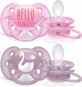 Philips Avent Ορθοδοντικές Πιπίλες με Θήκη Ultra Soft Hello Princess Σιλικόνης Ροζ 6-18 μηνών 2τμχ