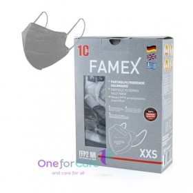 Famex Παιδικές Μάσκες Προστασίας FFP2 NR Γκρι 10 Τεμάχια σε Κουτί